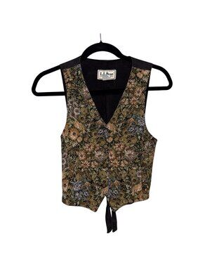Vintage L.L. Bean Womens Floral Tapestry Button Front & Adjustable Back Strap